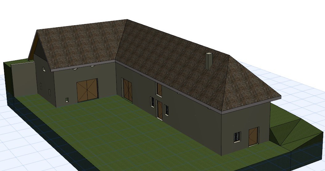 Château de Reignier-Esery, vue 3D des communs